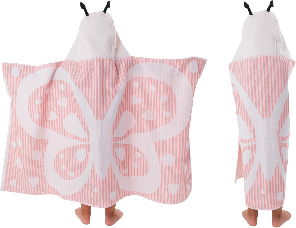 Children's Hooded Beach Poncho Towel (Butterfly Pattern)