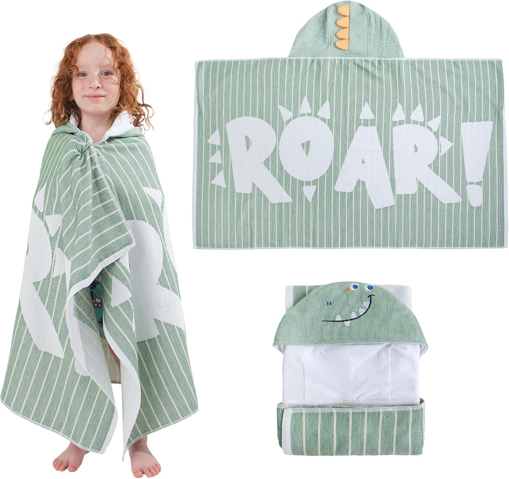 Children's Hooded Beach Poncho Towel (Dinosaur Design)