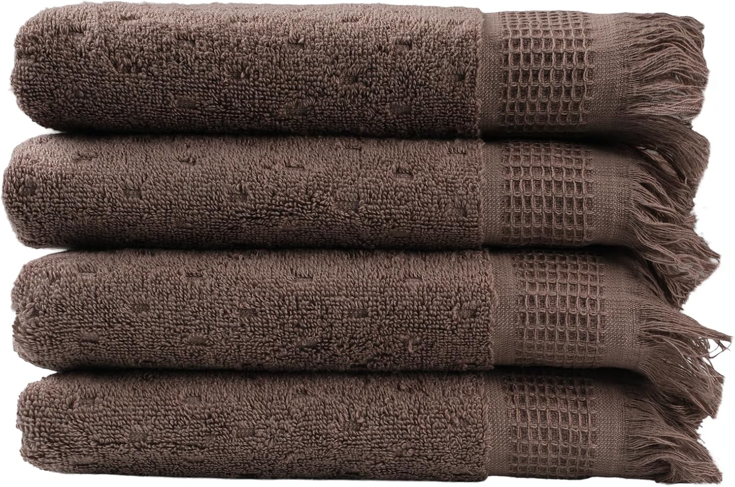 Luxury Hand Towels, 4-Pack, Coffee Brown (16 x 28 inches)