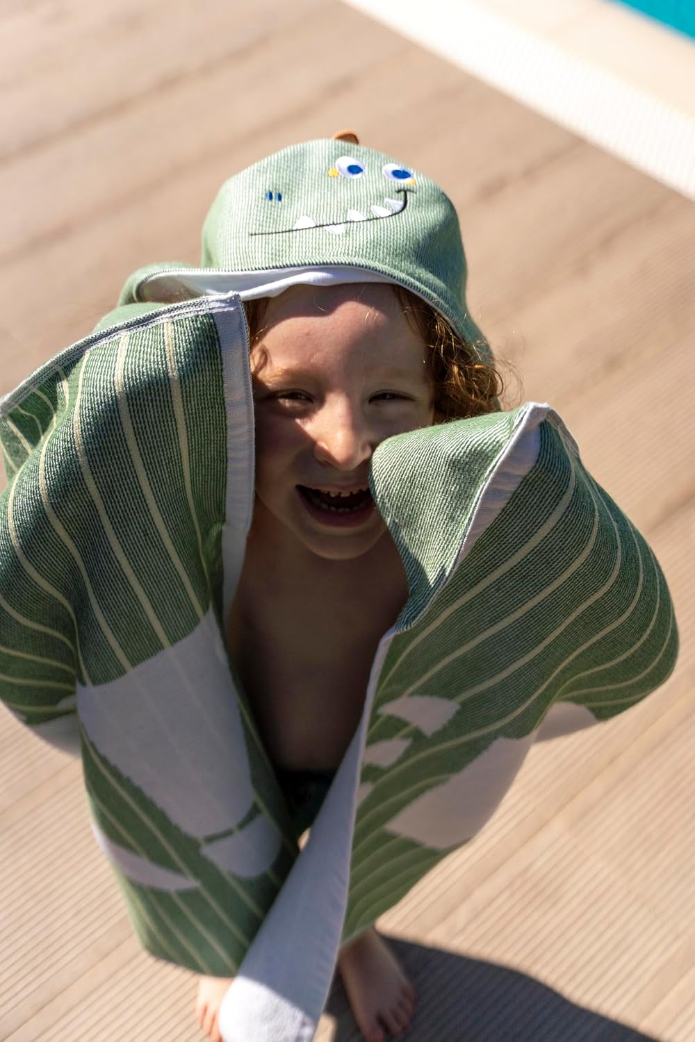 Children's Hooded Beach Poncho Towel (Dinosaur Design)