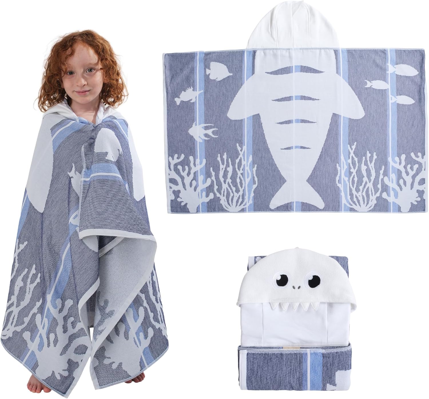 Children's Hooded Beach Poncho Towel (Butterfly Pattern)
