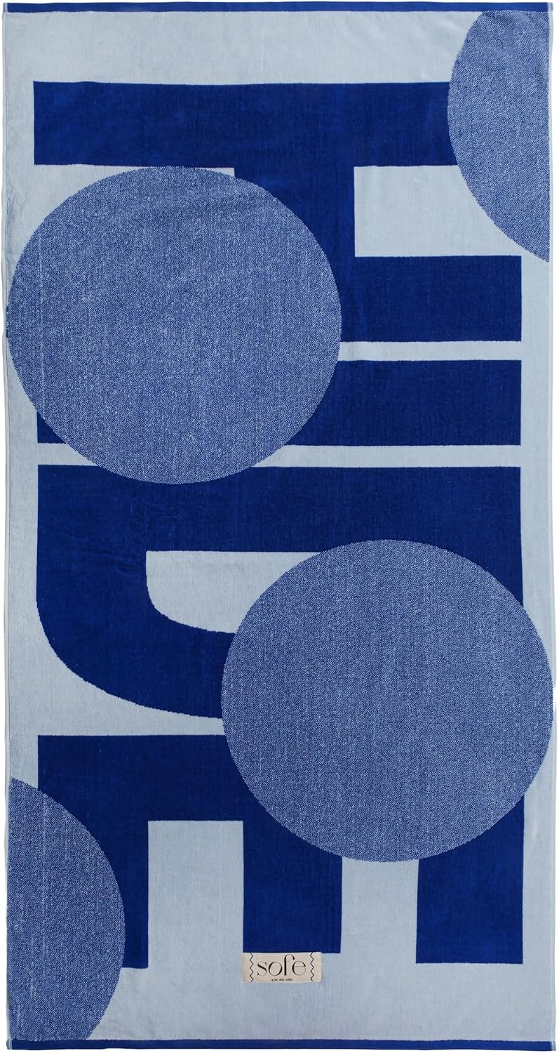 Large Velour Beach Towel (Single Pack, 35 x 70 Inches, Blue)