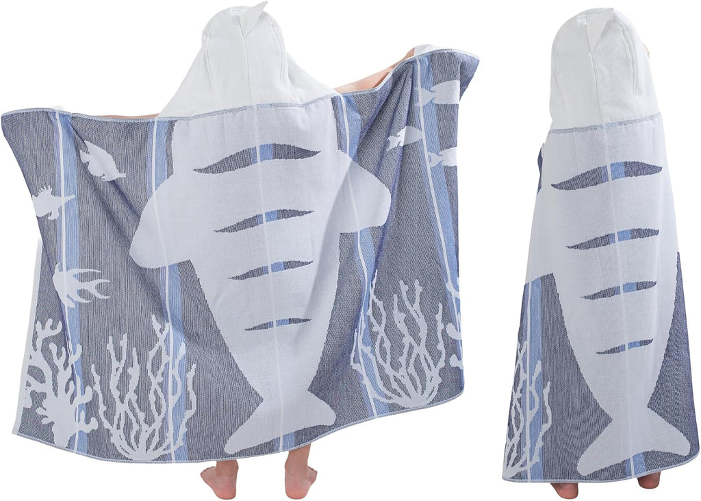 Children's Hooded Beach Poncho Towel (Shark Design)
