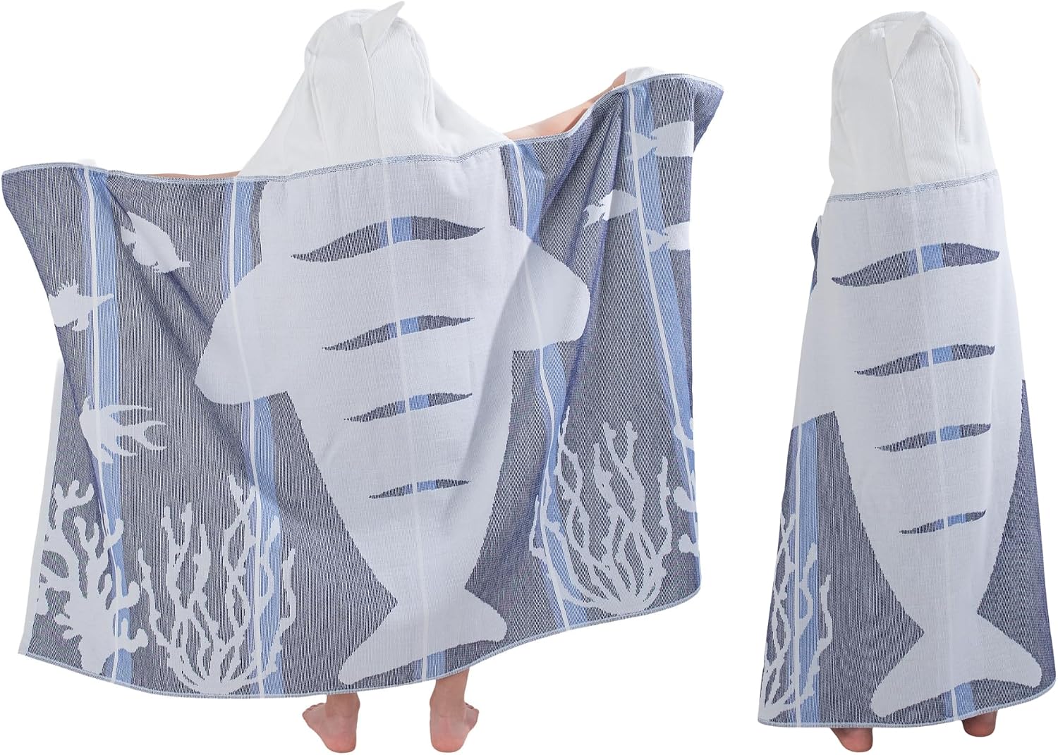 Children's Hooded Beach Poncho Towel (Shark Design)
