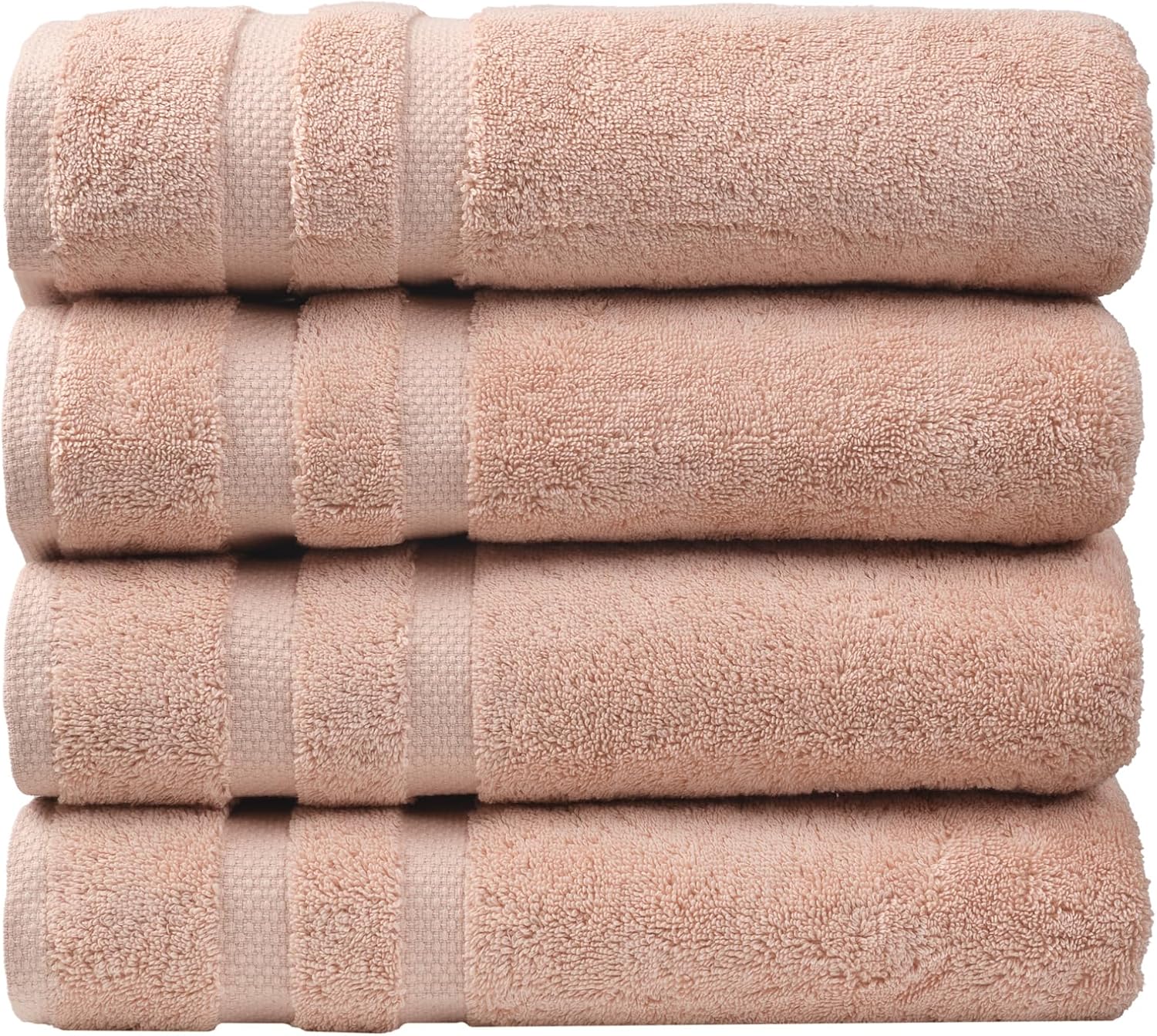 Luxury Turkish Cotton Bath Towels (Set of 4, Pale Pink)