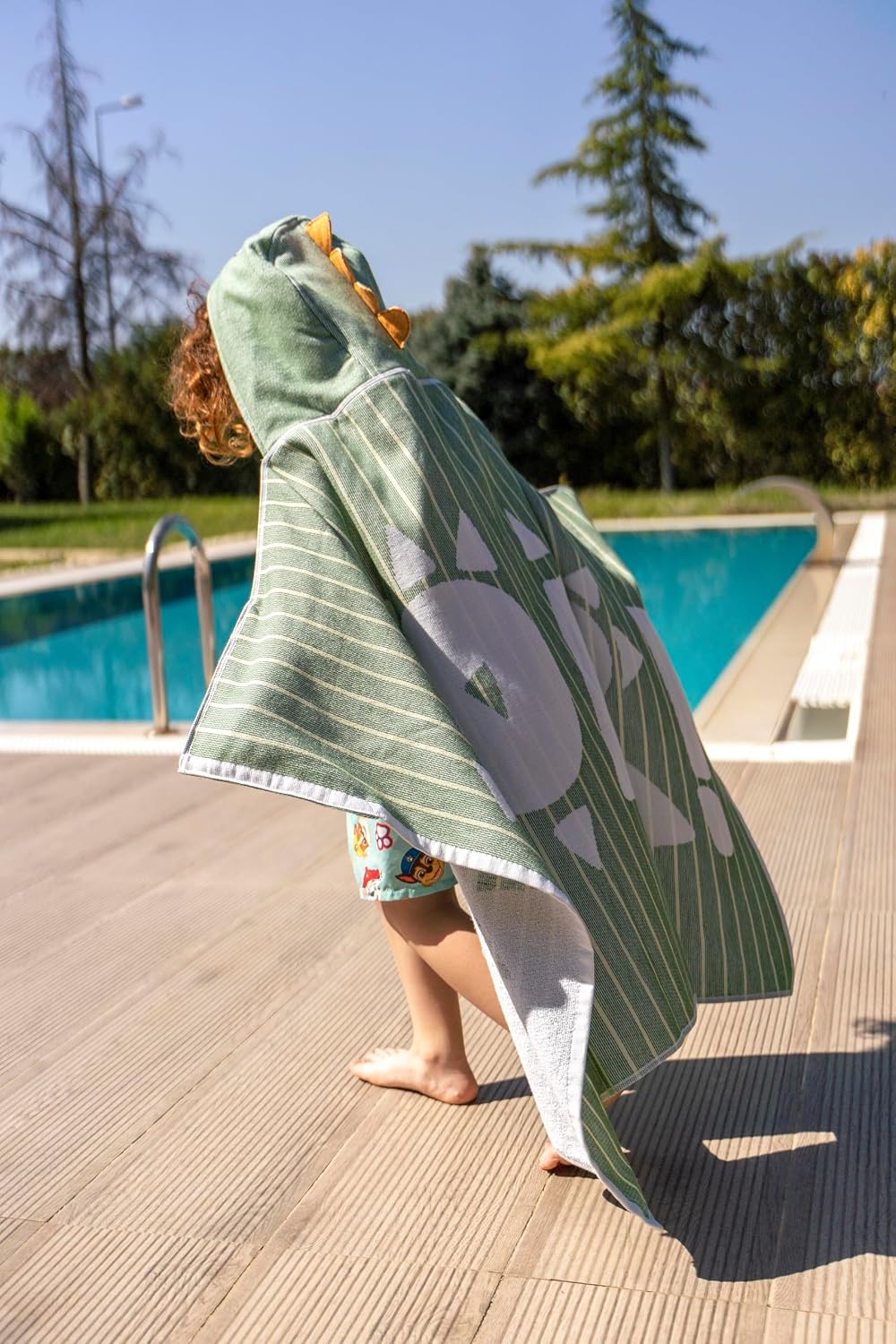 Children's Hooded Beach Poncho Towel (Dinosaur Design)