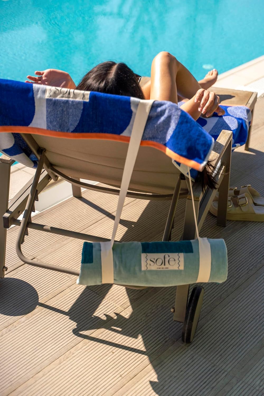 Large Velour Beach Towel (Single Pack, 35 x 70 Inches, Blue)