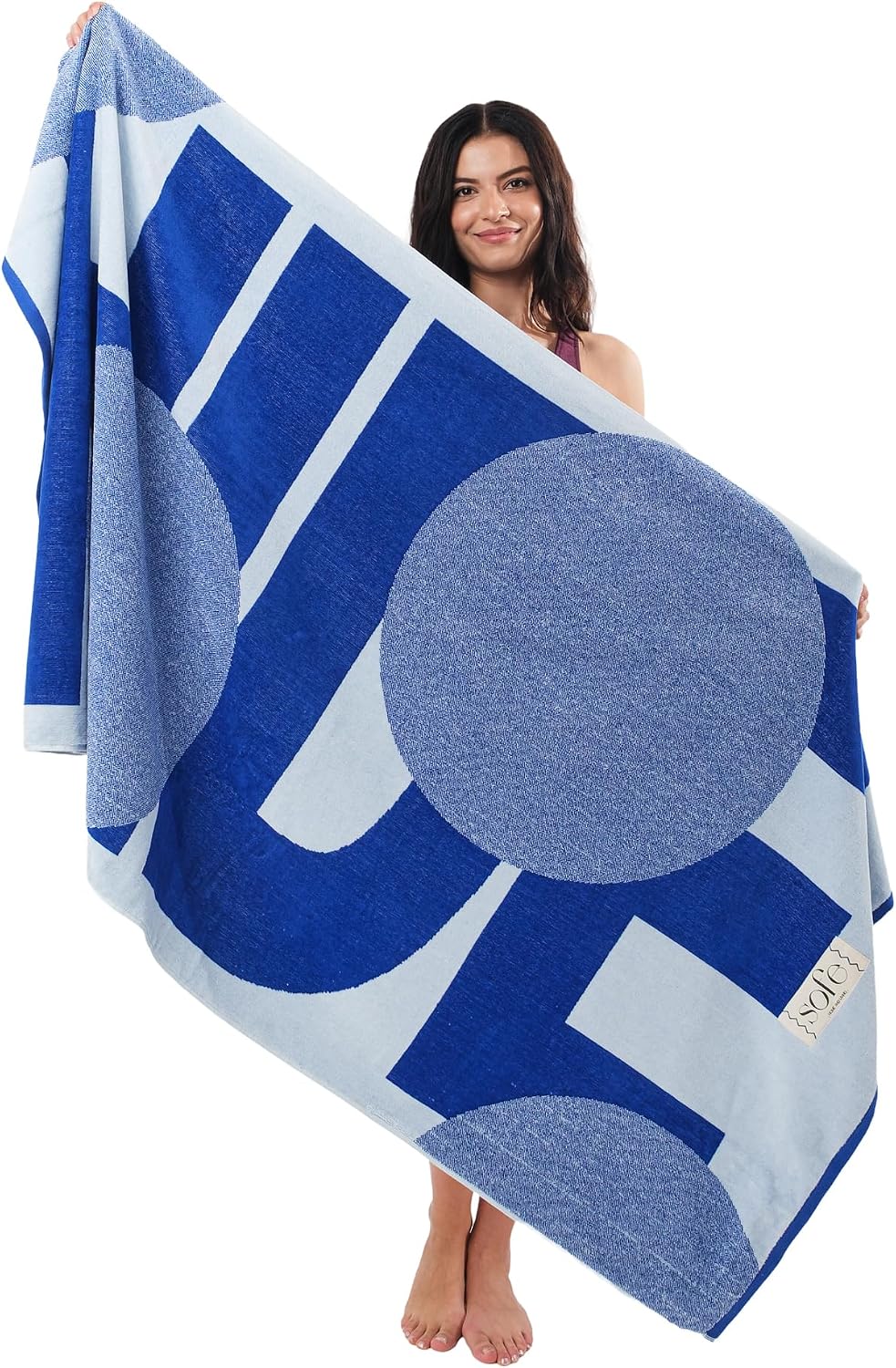 Large Velour Beach Towel (Single Pack, 35 x 70 Inches, Blue)