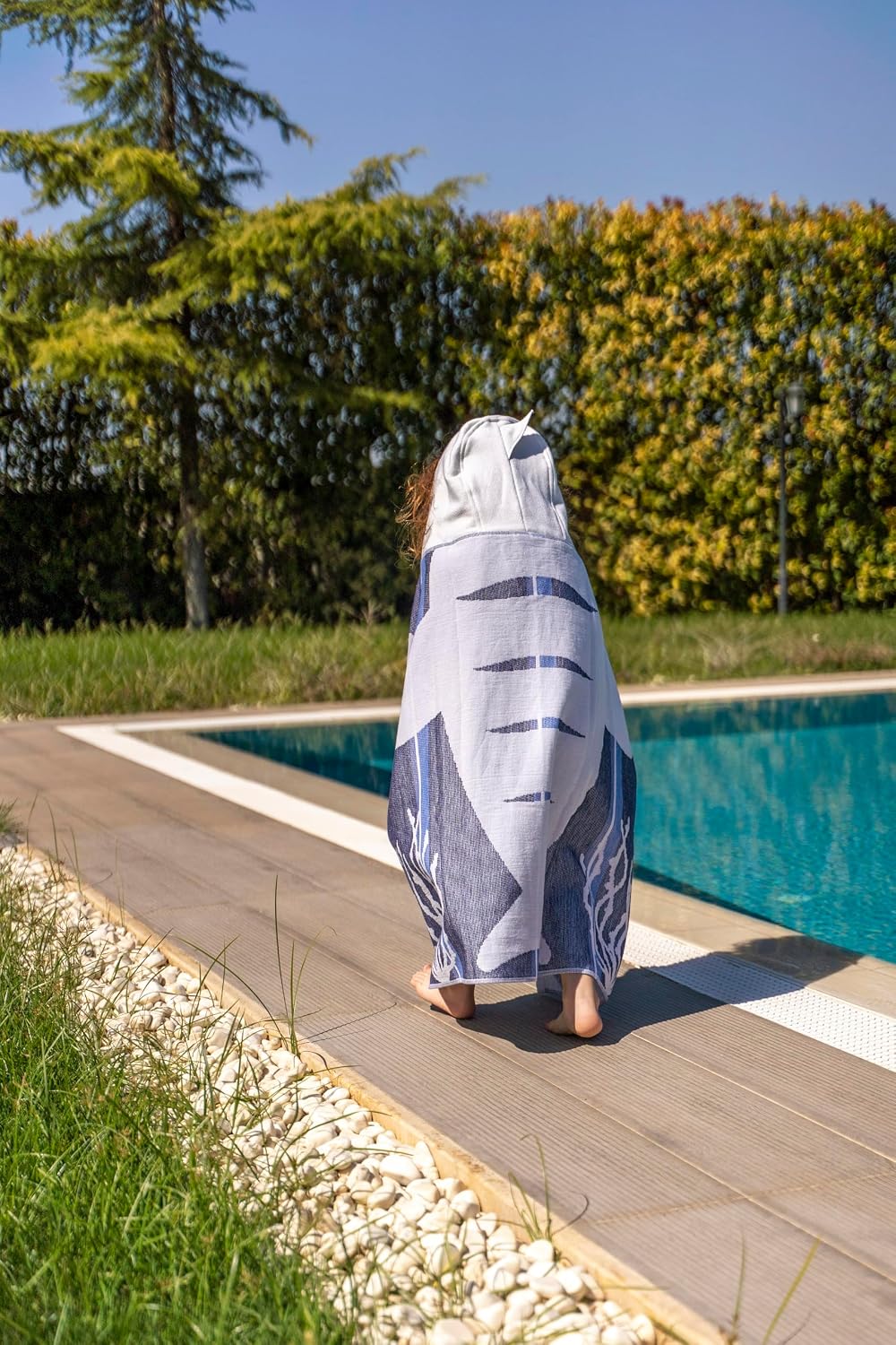 Children's Hooded Beach Poncho Towel (Shark Design)