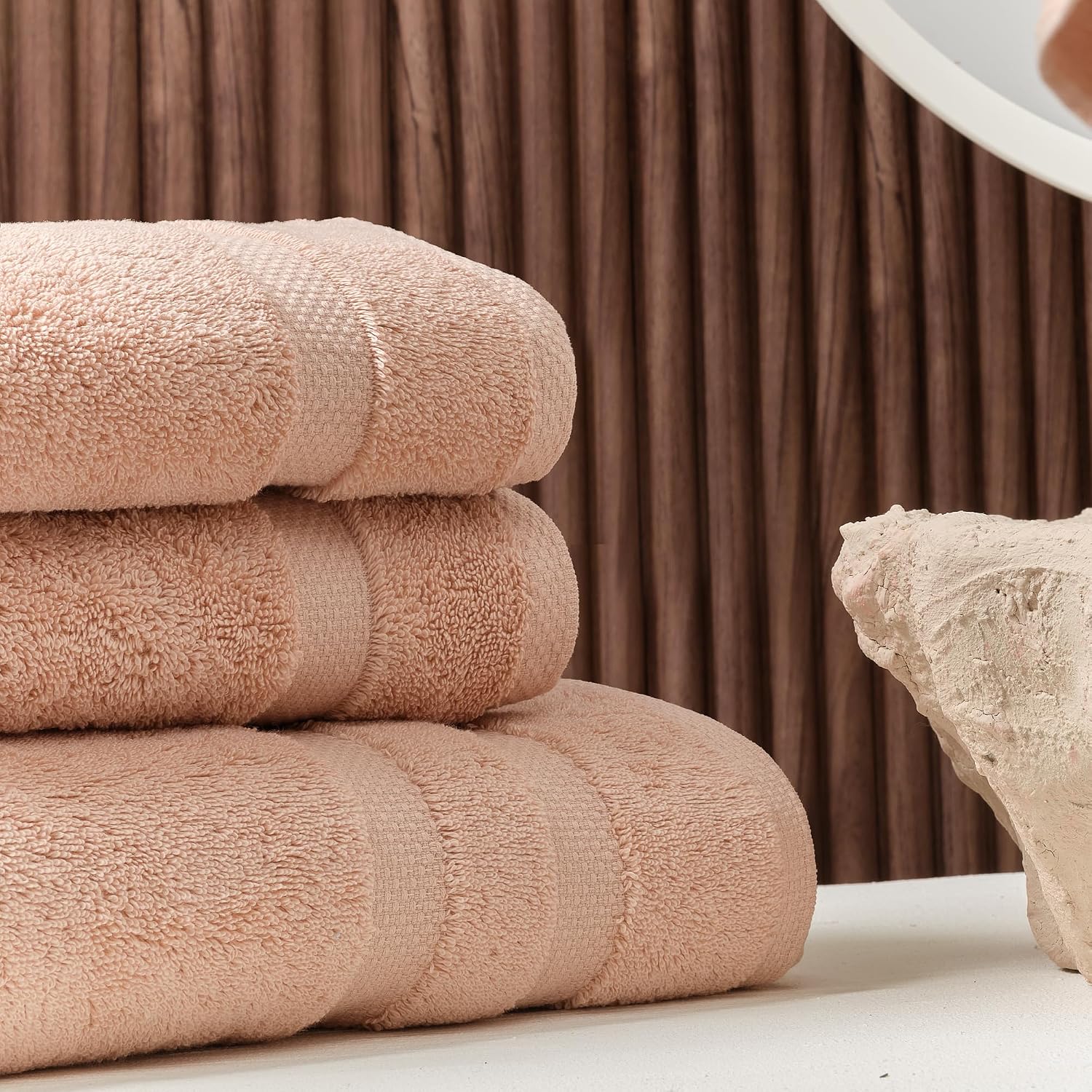Luxury Turkish Cotton Bath Towels (Set of 4, Pale Pink)
