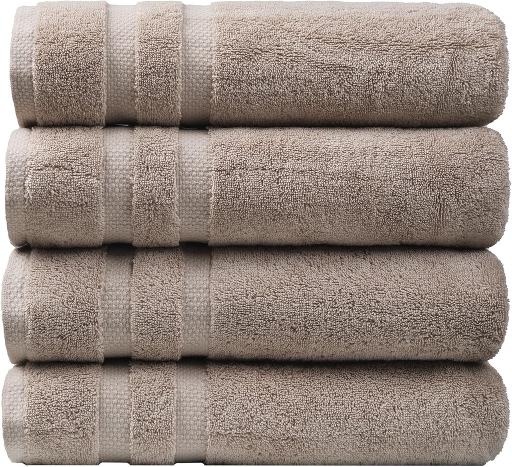 Luxury Pure Cotton Turkish Bath Towels (Set of 4, Sand)