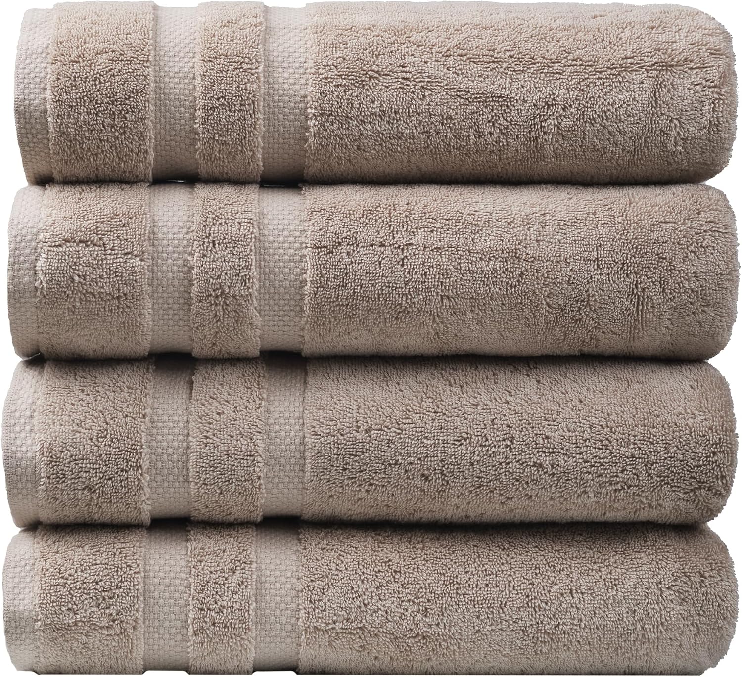 Luxury Pure Cotton Turkish Bath Towels (Set of 4, Sand)