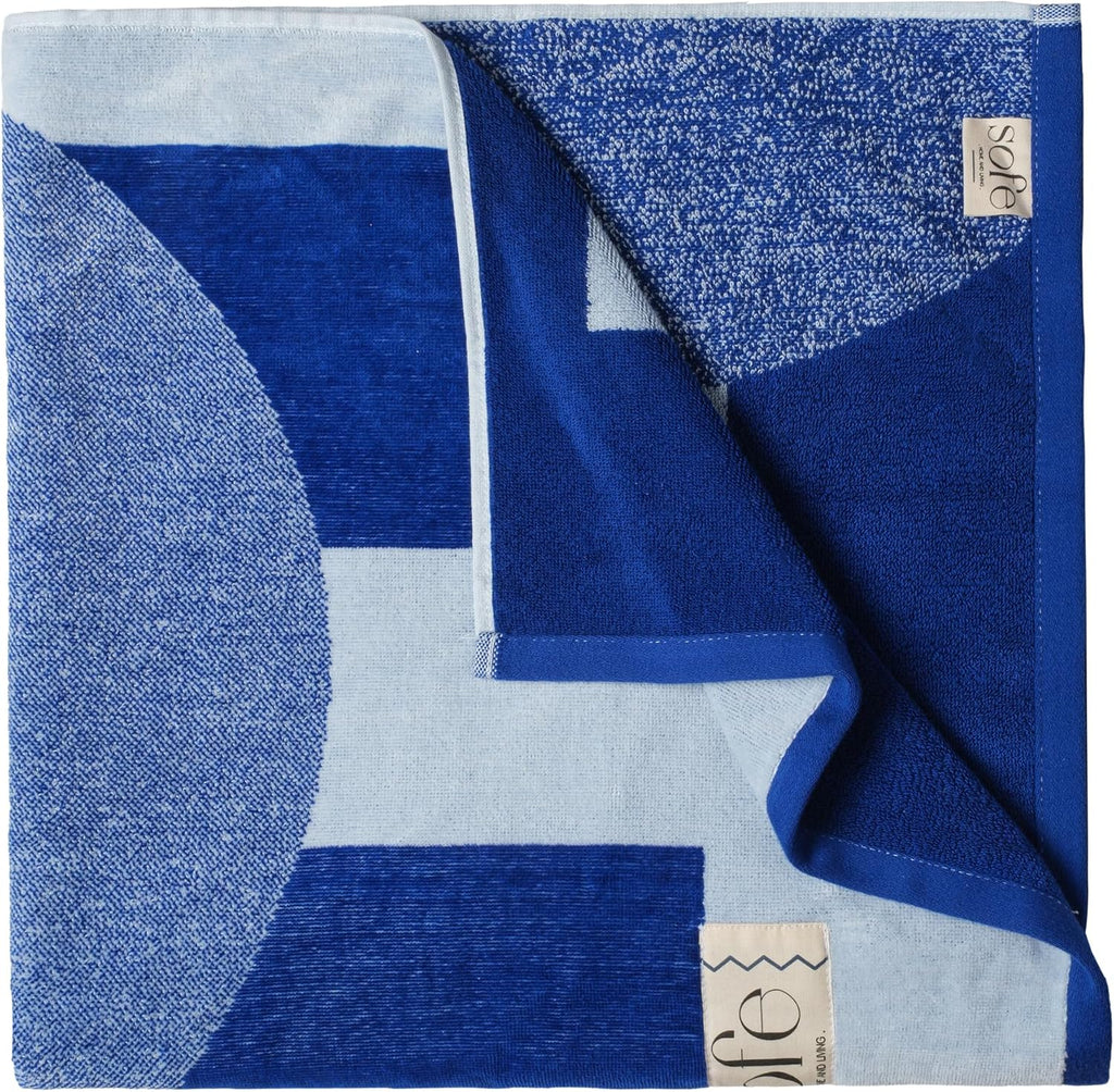 Large Velour Beach Towel (Single Pack, 35 x 70 Inches, Blue)