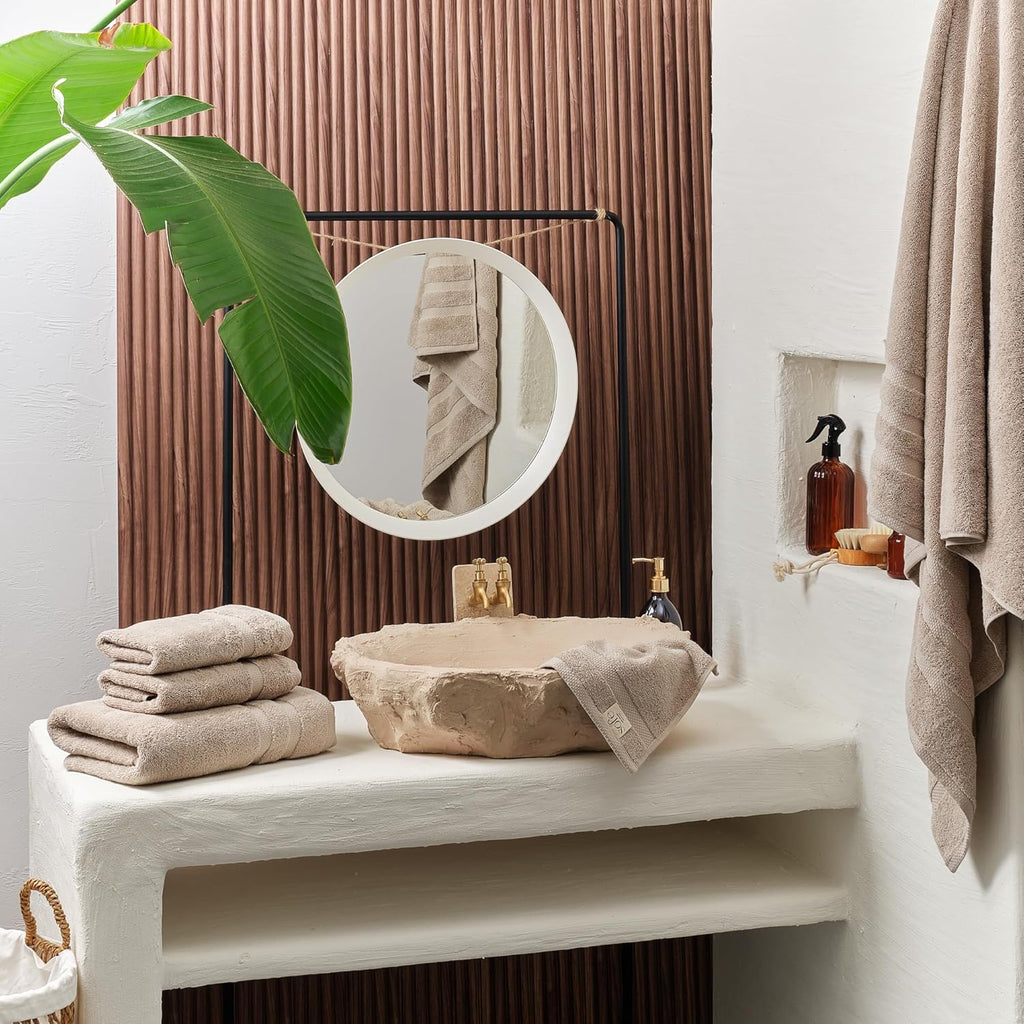 Luxury Pure Cotton Turkish Bath Towels (Set of 4, Sand)